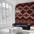 Southwestern Geometric Mural Wallpaper — Earthy Tribal Motif Mural Wallpaper - room preview 02