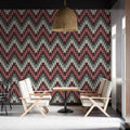 Woven Chevron Knit Mural Wallpaper — Earthy Geometric Pattern Mural Wallpaper - room preview 02