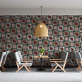 Geometric Houndstooth Mural Wallpaper — Woven Pattern Design Mural Wallpaper - room preview 02