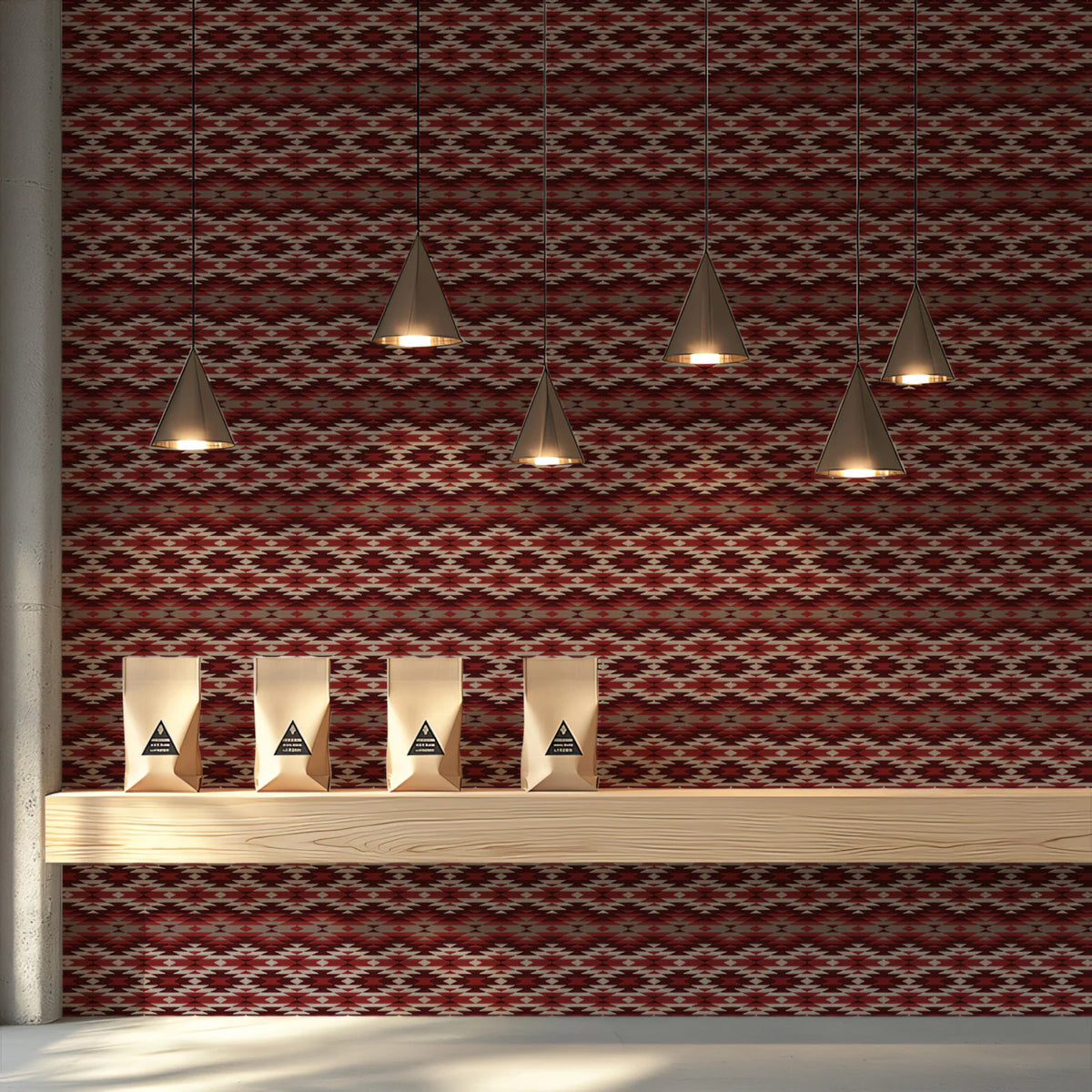 Nordic Knit Geometric Mural Wallpaper —Cozy Traditional Pattern Mural Wallpaper - room preview 02