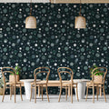 Cosmic Dot Abstract Mural Wallpaper — Moody Teal Night Sky Pattern Mural Wallpaper - room preview 02