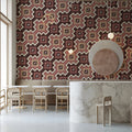 Southwest Woven Tile Mural Wallpaper — Earthy Geometric Pattern Mural Wallpaper - room preview 02