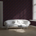 Crimson Lattice Geometric Mural Wallpaper — Moody Pattern Design Mural Wallpaper - room preview 02