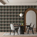 Traditional Floral Motif Mural Wallpaper — Embroidery Inspired Print Mural Wallpaper - room preview 02