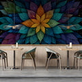 Cosmic Mandala Mural Wallpaper — Jeweled Petal Art Mural Wallpaper - room preview 02