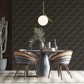 Micro Geometric Diagonal Mural Wallpaper — Dark Earthy Texture Mural Wallpaper - room preview 02