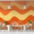 Retro Wavy Stripe Mural Wallpaper — Groovy Warm Tones Mural Wallpaper - room preview 02