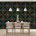 Embroidered Floral Square Mural Wallpaper — Rich Jewel Tones Mural Wallpaper - room preview 02