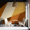 Abstract Geometric Woodgrain Mural Wallpaper — Warm Tonal Blocks Mural Wallpaper - room preview 02
