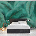 Teal Palm Frond Mural Wallpaper — Tropical Botanical Wall Decor Mural Wallpaper - room preview 02