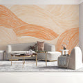 Abstract Rolling Hills Mural Wallpaper — Fluid Line Art in Sunset Mural Wallpaper - room preview 02