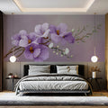 Watercolor Lavender Floral Branch Mural Wallpaper - room preview 02