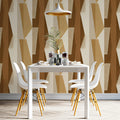 Vertical Geometric Column Mural Wallpaper — Sculptural Warm Neutrals Mural Wallpaper - room preview 02