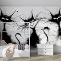 Ink Splatter Cat Sketch Mural Wallpaper — Playful Abstract Art Mural Wallpaper - room preview 02