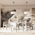 Fluid Deer Portrait Mural Wallpaper — Minimalist Line Art Design Mural Wallpaper - room preview 02