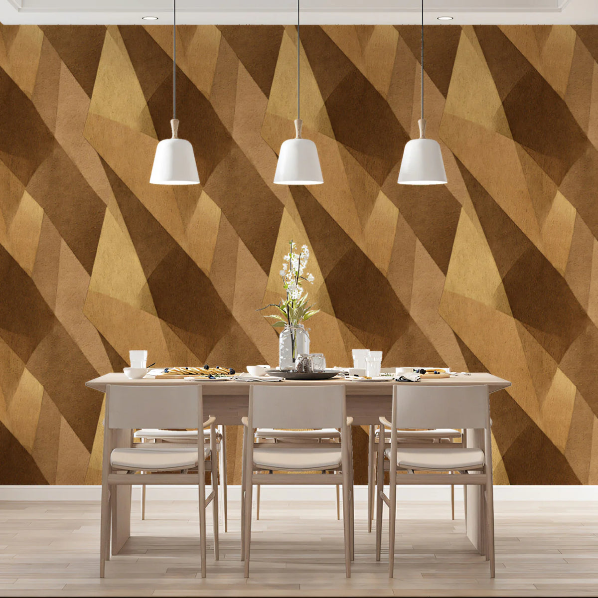 Abstract Geometric Segment Mural Wallpaper — Earthy Modern Tones Mural Wallpaper - room preview 02