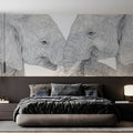 Elephant Embrace Mural Wallpaper — Minimalist Line Art Sketch Mural Wallpaper - room preview 02