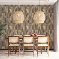Geometric Prism Woodgrain Mural Wallpaper — Earthy Abstract Mural Wallpaper - room preview 02