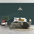 Dense Foliage Mural Wallpaper in Dark Teal and Slate Gray Mural Wallpaper - room preview 02