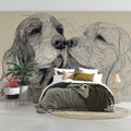 Spaniel Duo Line Art Mural Wallpaper — Sophisticated Pet Portrait Mural Wallpaper - room preview 02