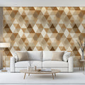 Interlocking Geometric Triangle Mural Wallpaper in Earth Tones Mural Wallpaper - room preview 02