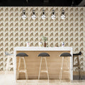 Interlocking Arch Mosaic Mural Wallpaper — Neutral Geometric Print Mural Wallpaper - room preview 02