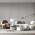 Minimalist Vertical Capsule Grid Mural Wallpaper — Architectural White Mural Wallpaper - room preview 02