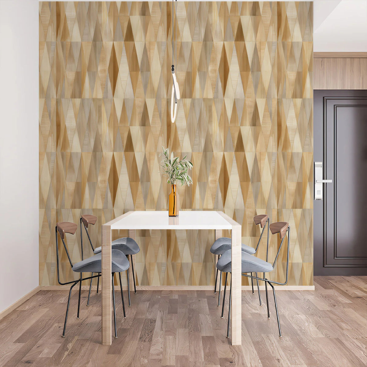 Diamond Weave Wood Grain Mural Wallpaper — Scandi Minimalist Style Mural Wallpaper - room preview 02