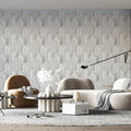 Art Deco Arch Relief Mural Wallpaper — Clean White 3D Texture Mural Wallpaper - room preview 02