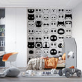 Minimalist Emoticon Grid Mural Wallpaper — Monochrome Graphic Art Mural Wallpaper - room preview 02