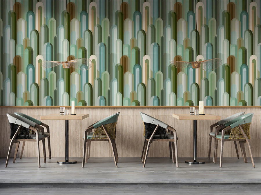 Geometric Wallpaper Mural – Pattern Wall Mural – Capsule Cluster — Mid-Century Geometric Print