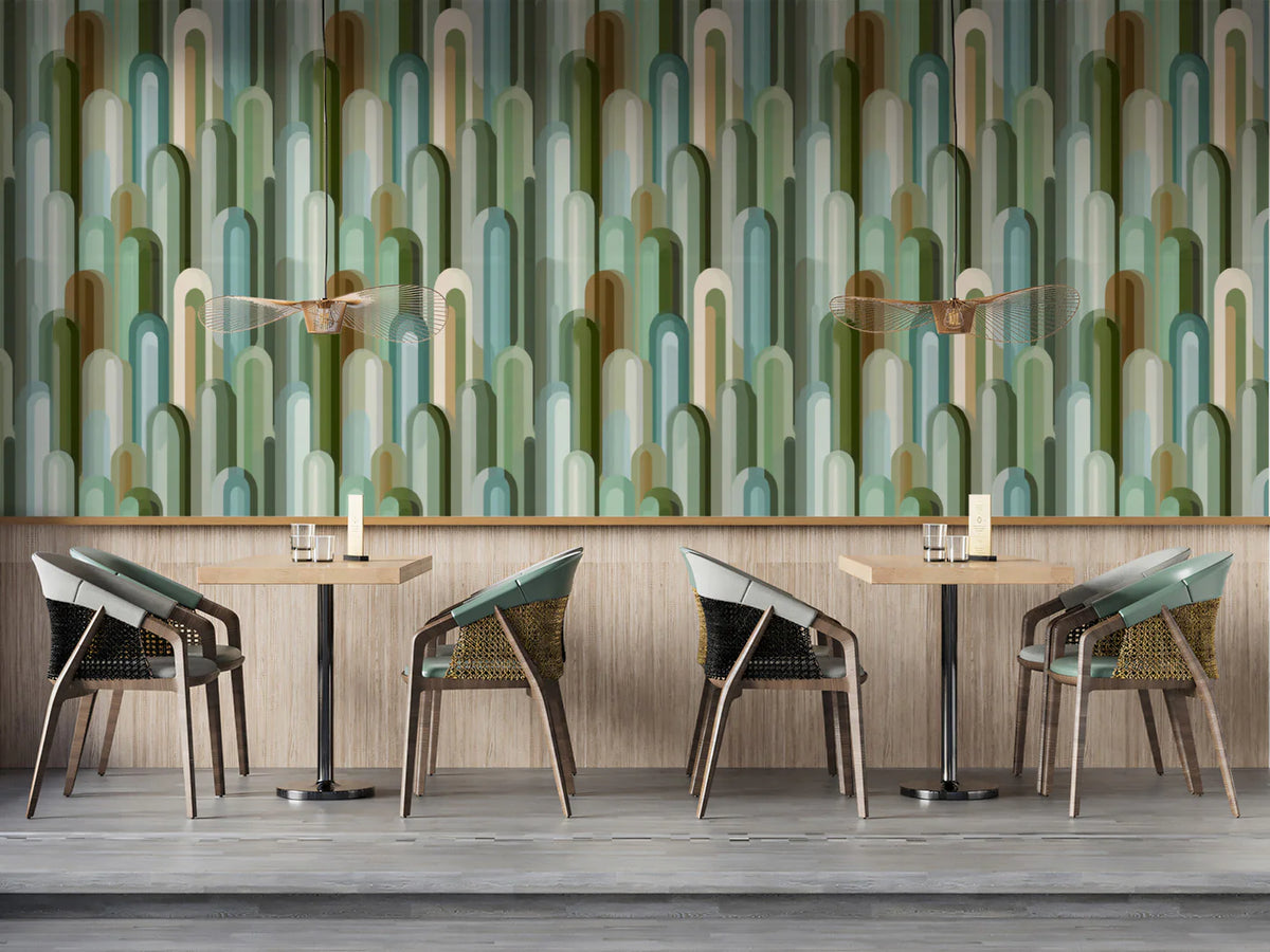 Capsule Cluster Mural Wallpaper — Mid-Century Geometric Print Mural Wallpaper - room preview 02