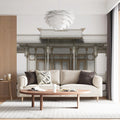 Thai Sala Pavilion Architectural Mural Wallpaper in White and Gold Mural Wallpaper - room preview 02