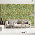 Abstract Arched Dome Mural Wallpaper — Soft Sage and Gold Tones Mural Wallpaper - room preview 02