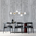 Art Deco Geometric Panel Mural Wallpaper — Architectural Silver Print Mural Wallpaper - room preview 02