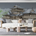 East Asian Pagoda Architectural Sketch Mural Wallpaper - room preview 02