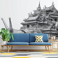 Snail Pagoda Fantasy Mural Wallpaper — Intricate Ink Sketch Mural Wallpaper - room preview 02