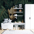 Golden Wood Mask Mural Wallpaper — Dark Botanical Illustration Mural Wallpaper - room preview 02