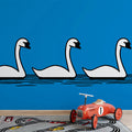 Swimming Swans Mural Wallpaper — Graphic Pop Art Style Mural Wallpaper - room preview 02