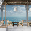 Classical Balcony Seascape Mural Wallpaper — Architectural View Mural Wallpaper - room preview 02