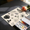 Vintage Botanical Specimen Mural Wallpaper — Black and Cream Study Mural Wallpaper - room preview 02