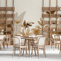 Sepia Tropical Flora Mural Wallpaper — Panoramic Botanical Border Mural Wallpaper - room preview 02