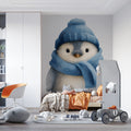 Baby Penguin Mural Wallpaper — Whimsical Winter Illustration Mural Wallpaper - room preview 02
