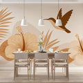 Terracotta Tropical Hummingbird Border Mural Wallpaper — Warm Floral Mural Wallpaper - room preview 02