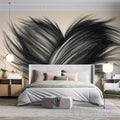 Fur Heart Sketch Mural Wallpaper — Artistic Charcoal Wall Art Mural Wallpaper - room preview 02