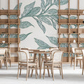Green Botanical Sketch Mural Wallpaper — Delicate Vine Pattern Mural Wallpaper - room preview 02