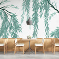 Cascading Willow Branch Mural Wallpaper — Minimalist Botanical Art Mural Wallpaper - room preview 02