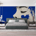 Blue Heart Portrait Mural Wallpaper — Urban Pop Art Sketch Mural Wallpaper - room preview 02