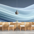 Minimalist Fluid Wave Mural Wallpaper — Soft Blue Gradient Mural Wallpaper - room preview 02