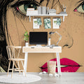 Graphic Comic Portrait Mural Wallpaper — Bold Teal and Magenta Mural Wallpaper - room preview 02